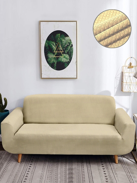 

Cortina Cream-Coloured Solid 4 Seater Sofa Cover