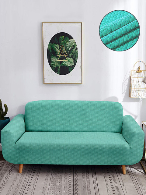 

Cortina Blue Solid 4 Seater Sofa Cover