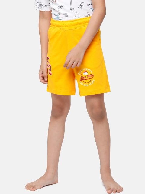

CP BRO Boys Yellow Printed Slim Fit Shorts
