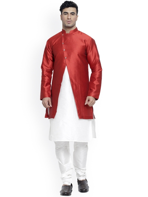 

Benstoke Men White Dupion Silk Kurta with Pyjamas