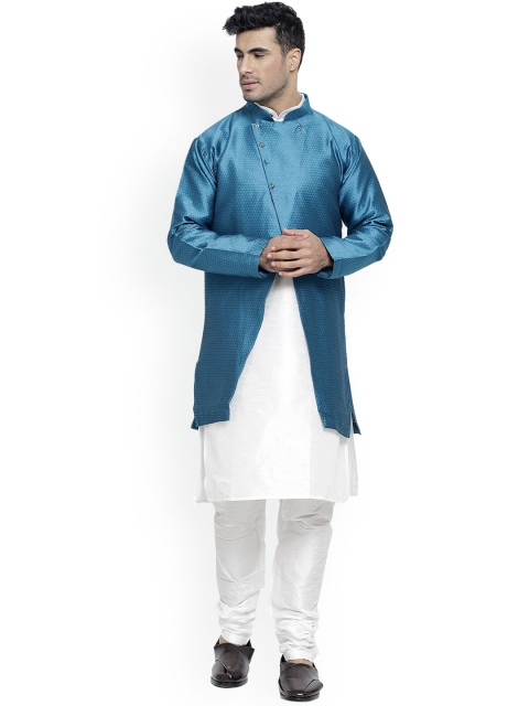 

Benstoke Men White Dupion Silk Kurta with Pyjamas