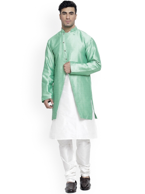 

Benstoke Men White Dupion Silk Kurta with Pyjamas