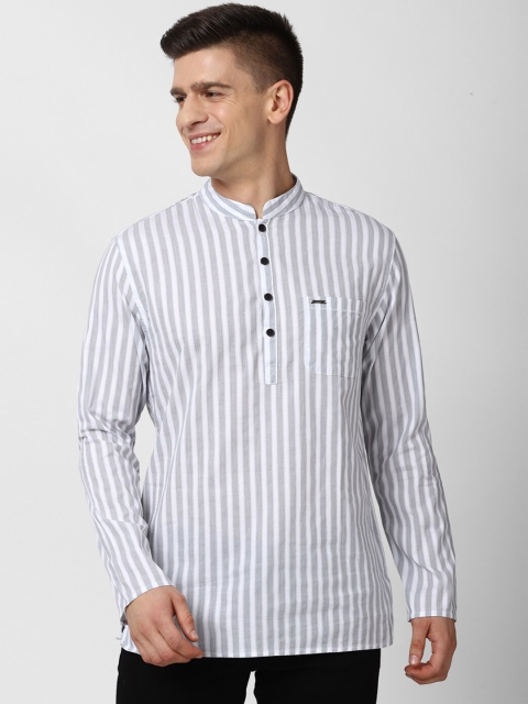 

Peter England Men Grey Striped Thread Work Kurta