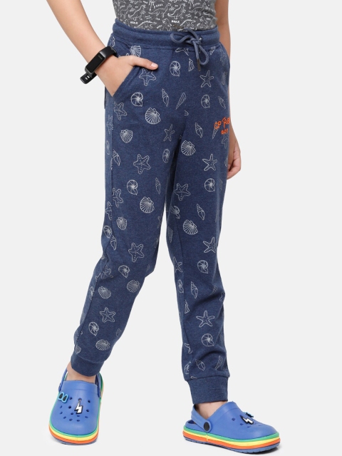 

CP BRO Boys Blue Printed Cotton Slim Fit Joggers