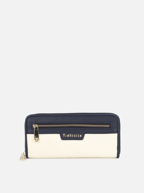 

Van Heusen Woman Women Cream-Coloured & Navy Blue PU Two Fold Wallet