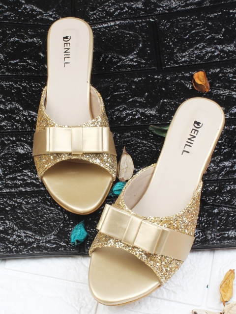 

Denill Gold-Toned Block Peep Toes