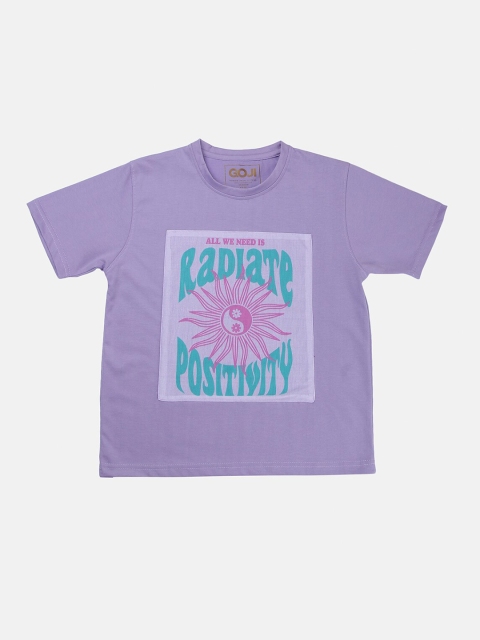 

GOJI Kids Lavender Typography Printed Applique T-shirt