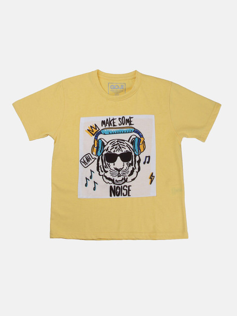 

GOJI Kids Yellow Printed Applique T-shirt