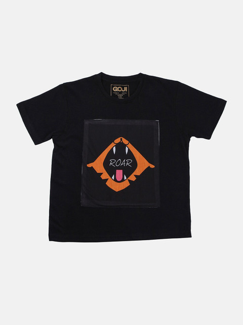 

GOJI Kids Black Typography Printed V-Neck T-shirt