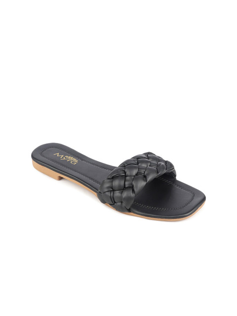 

Myra Women Black Embellished Open Toe Flats