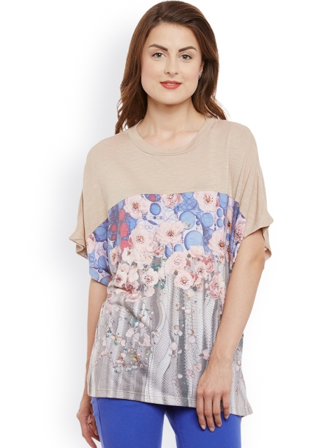

Kazo Beige Floral Print Top