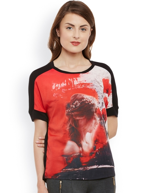 

Kazo Black & Red Printed Relaxed Fit T-shirt