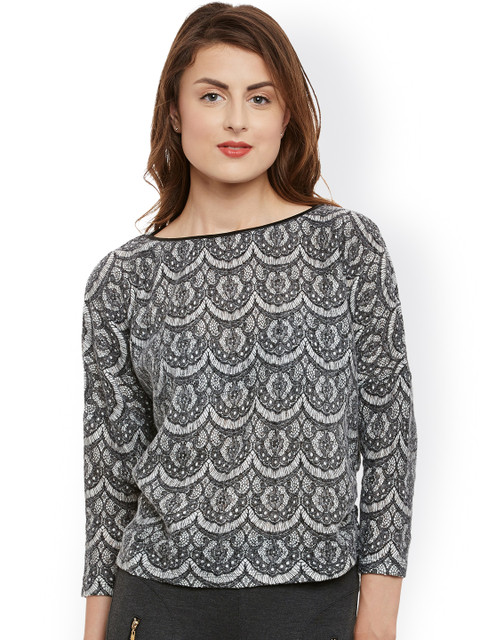 

Kazo Women Grey Lace Top