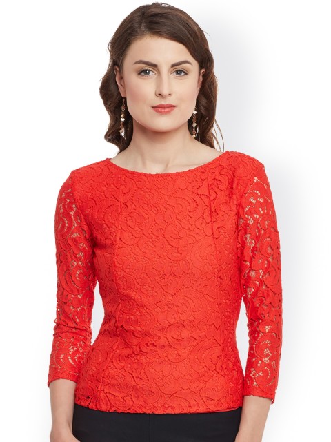 

Kazo Women Red Lace Top