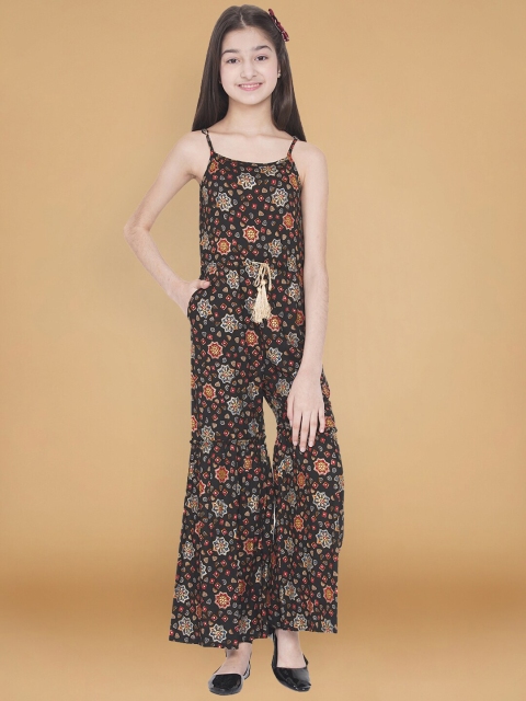 

titliyan Girls Black & Orange Printed Basic Jumpsuit