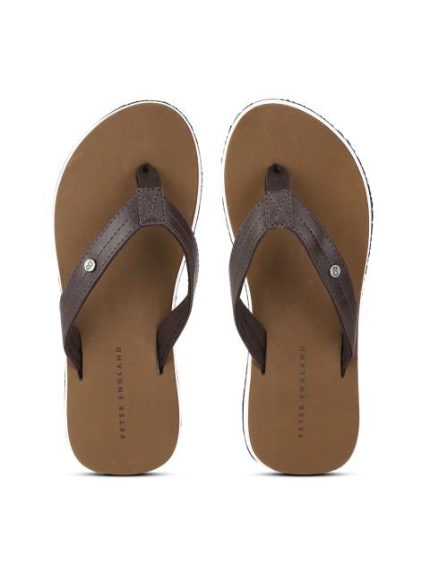 

Peter England Men Brown & White Rubber Thong Flip-Flops