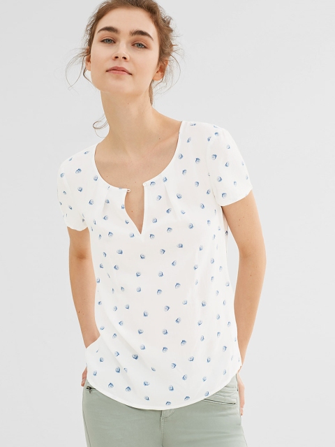 

ESPRIT Women White Printed Top
