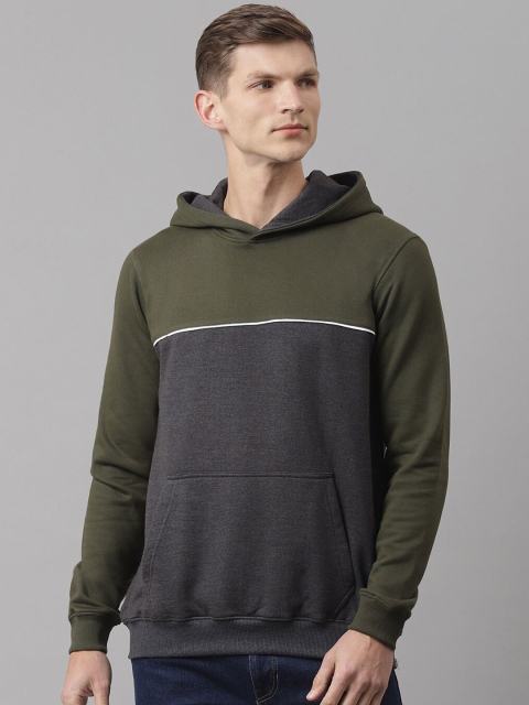 

House of Mool Men Grey Colourblocked Hooded Sweatshirt