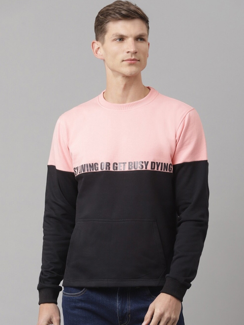 

House of Mool Men Black Colourblocked Hooded Sweatshirt