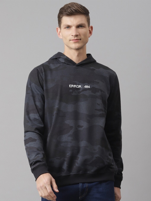

House of Mool Men Black Printed Hooded Sweatshirt