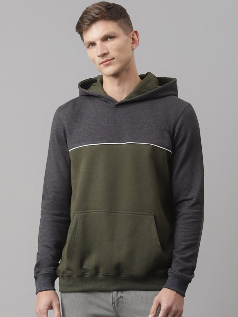 

House of Mool Men Olive Green Hooded Sweatshirt