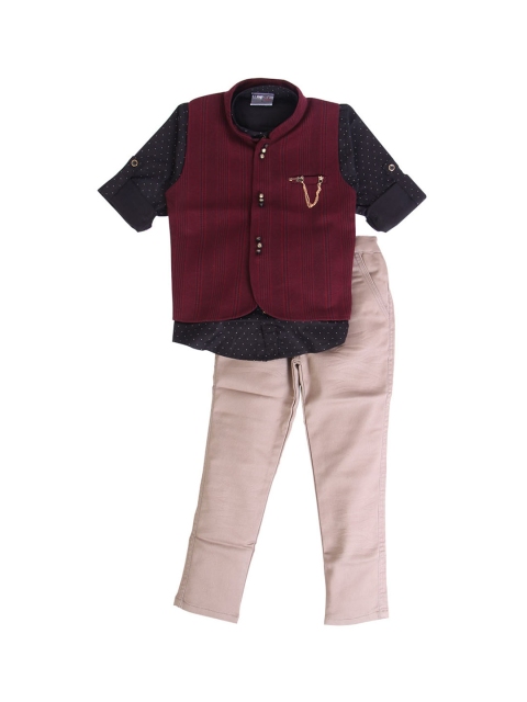 

Dapper dudes Boys Maroon Clothing Set