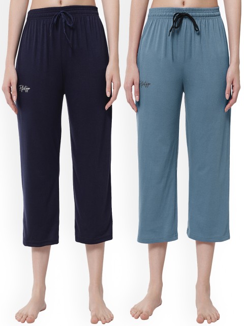 

FFLIRTYGO Women Navy Blue Set Of 2 Lounge Capris