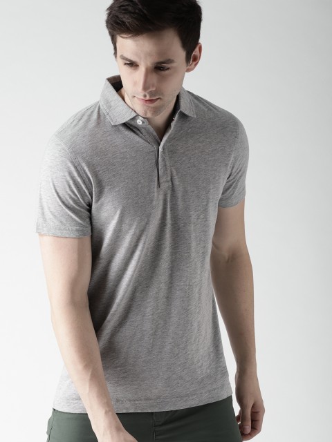 

Tommy Hilfiger Men Grey Melange Solid Slim Fit Polo Collar T-shirt