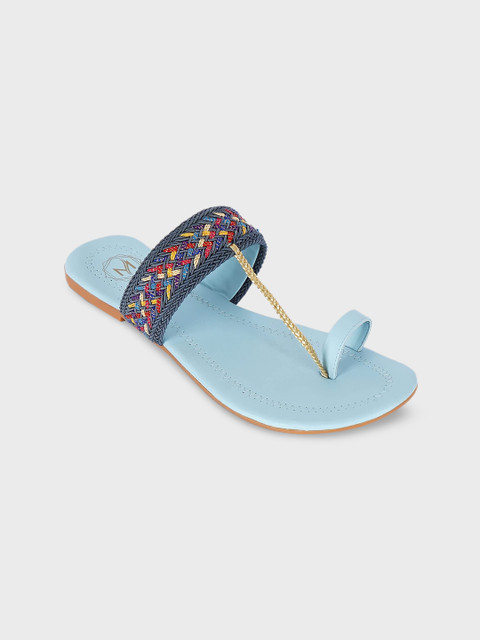 

Myra Women Blue Textured One Toe Flats