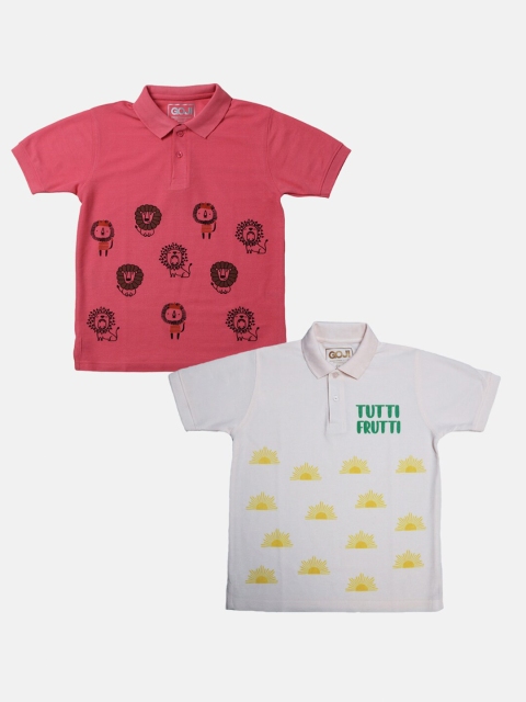 

GOJI Kids Assorted Floral Printed Polo Collar Applique T-shirt