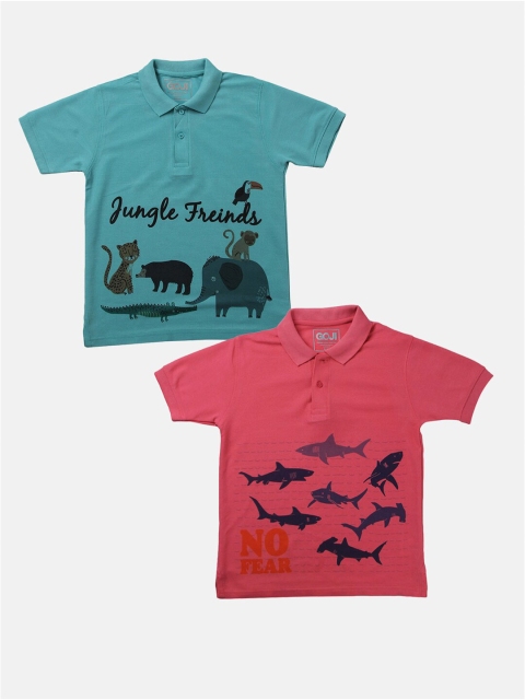 

GOJI Kids Assorted Typography Printed Polo Collar Tropical T-shirt