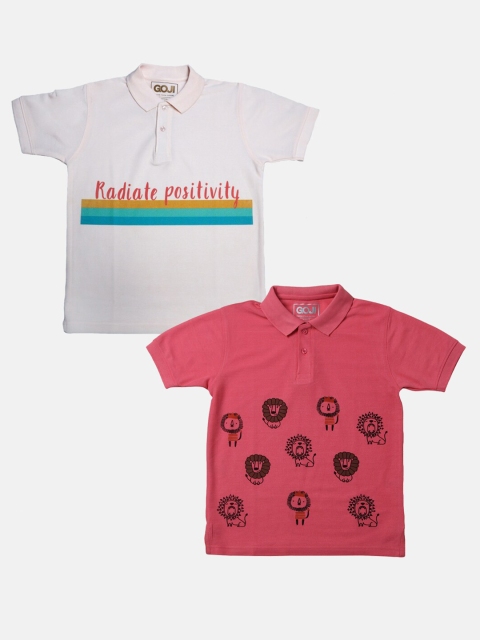 

GOJI Kids Assorted Typography Printed Henley Neck Applique T-shirt