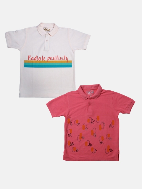 

GOJI Kids Assorted Typography Printed Henley Neck Applique T-shirt
