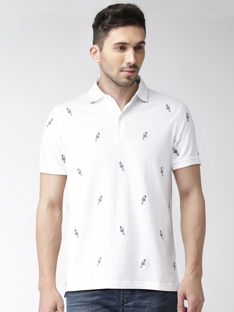 

Tommy Hilfiger Men White Applique Detail Slim Polo Collar T-shirt