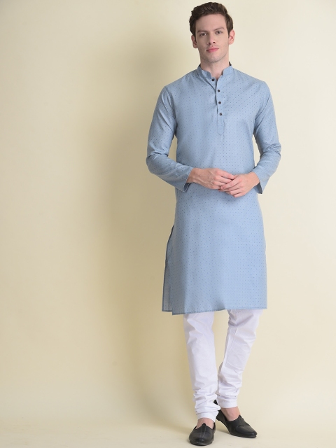 

NAMASKAR Men Cream-Coloured Mirror Work Kurta with Pyjamas