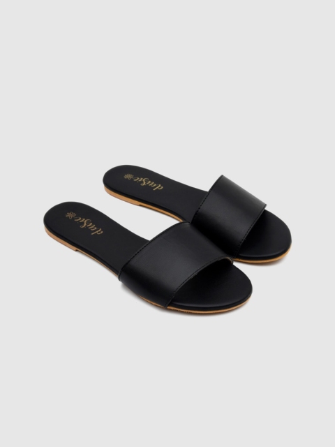 

daisie Women Black Open Toe Flats with Bows