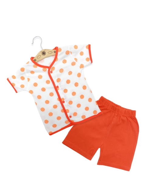 

Born Babies Kids Orange & White Printed Shirt with Shorts