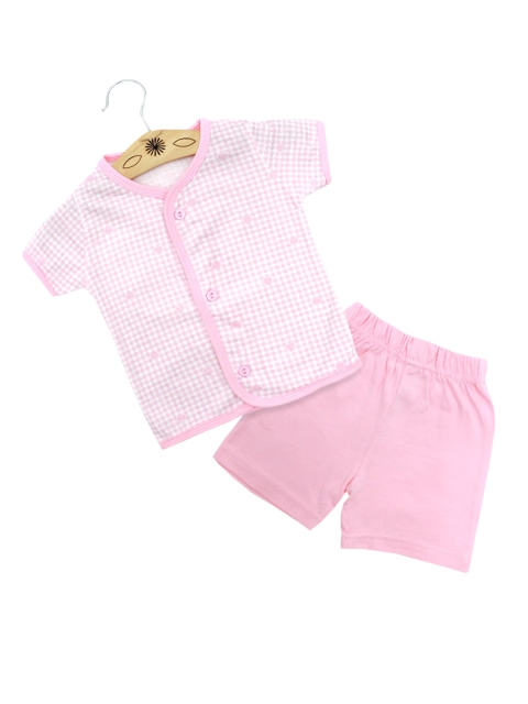 

Born Babies Unisex Kids Pink Checked Top with Shorts