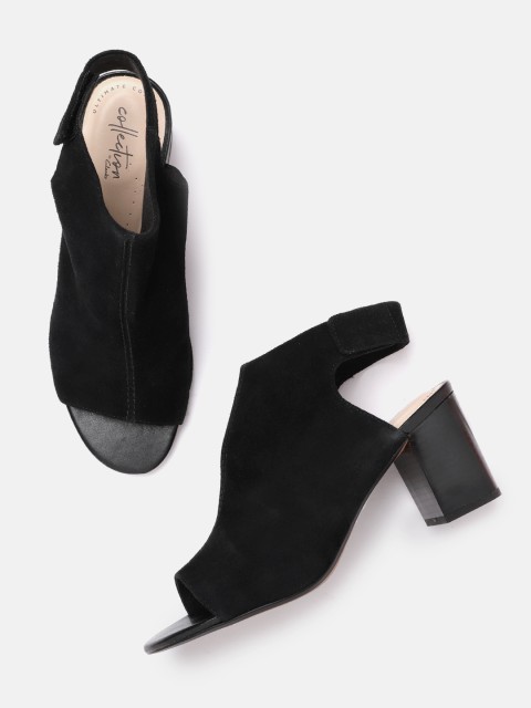

Clarks Women Black Solid Suede Mid-Top Block Heels
