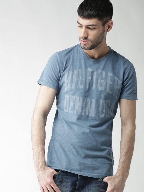 

Tommy Hilfiger Men Blue Printed Round Neck T-shirt