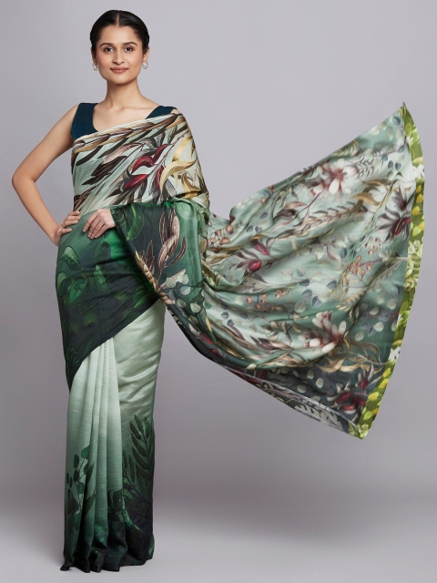 

navyasa Green & Red Floral Saree