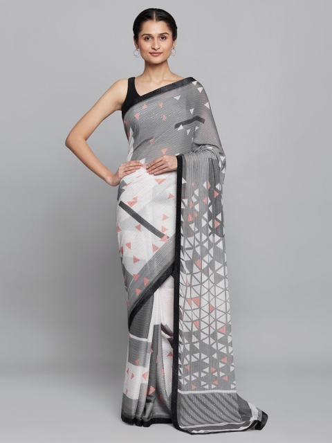 

navyasa Grey & Black Saree