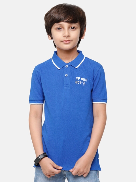 

CP BRO Boys Navy Blue Polo Collar Slim Fit T-shirt