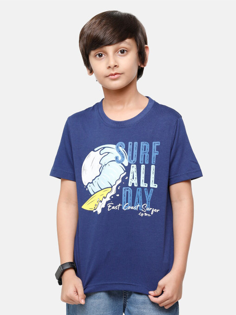 

CP BRO Boys Blue Printed Slim Fit T-shirt