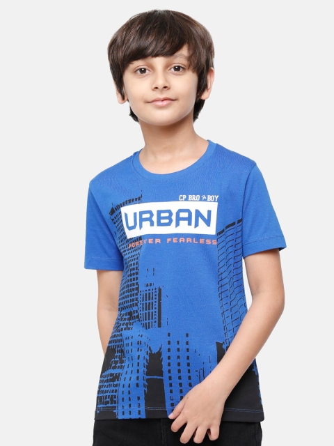 

CP BRO Boys Navy Blue Printed Slim Fit T-shirt