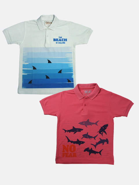 

GOJI Kids Assorted Dyed Dyed Henley Neck Extended Sleeves Applique T-shirt