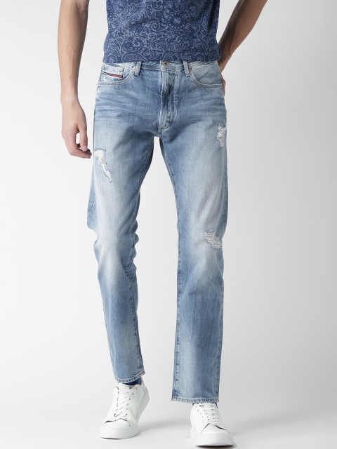 

Tommy Hilfiger Men Blue Slim Straight Slater Fit Mid-rise Mildly Distressed Jeans