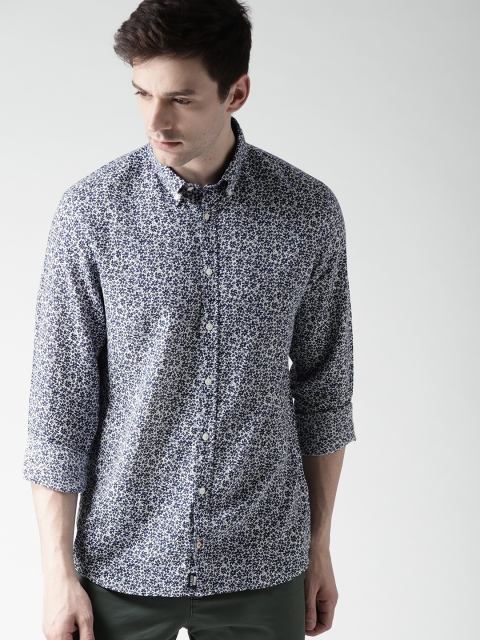 

Tommy Hilfiger Men White & Navy Printed Casual Shirt
