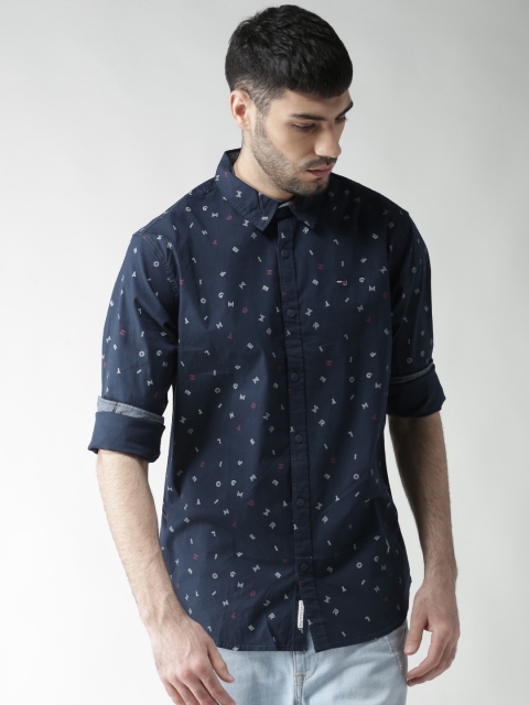 

Tommy Hilfiger Men Navy Blue Slim Fit Printed Casual Shirt