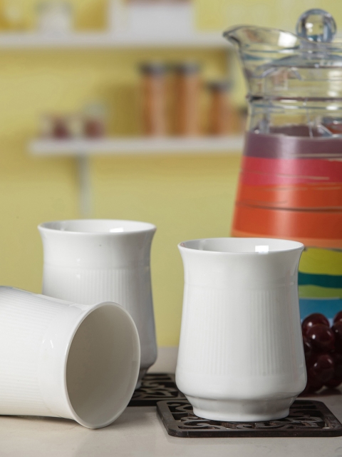 

GOODHOMES Set Of 6 White Solid Bone China Tumblers